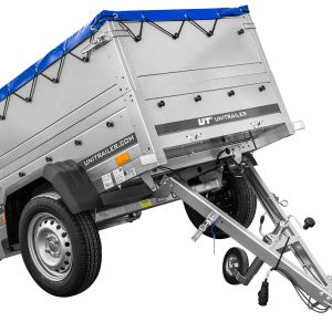 Pkw Anhänger Neu GARDEN TRAILER 150 KIPP mit zusätzlichen Bordwänden, Stützrad und blauer Flachplane