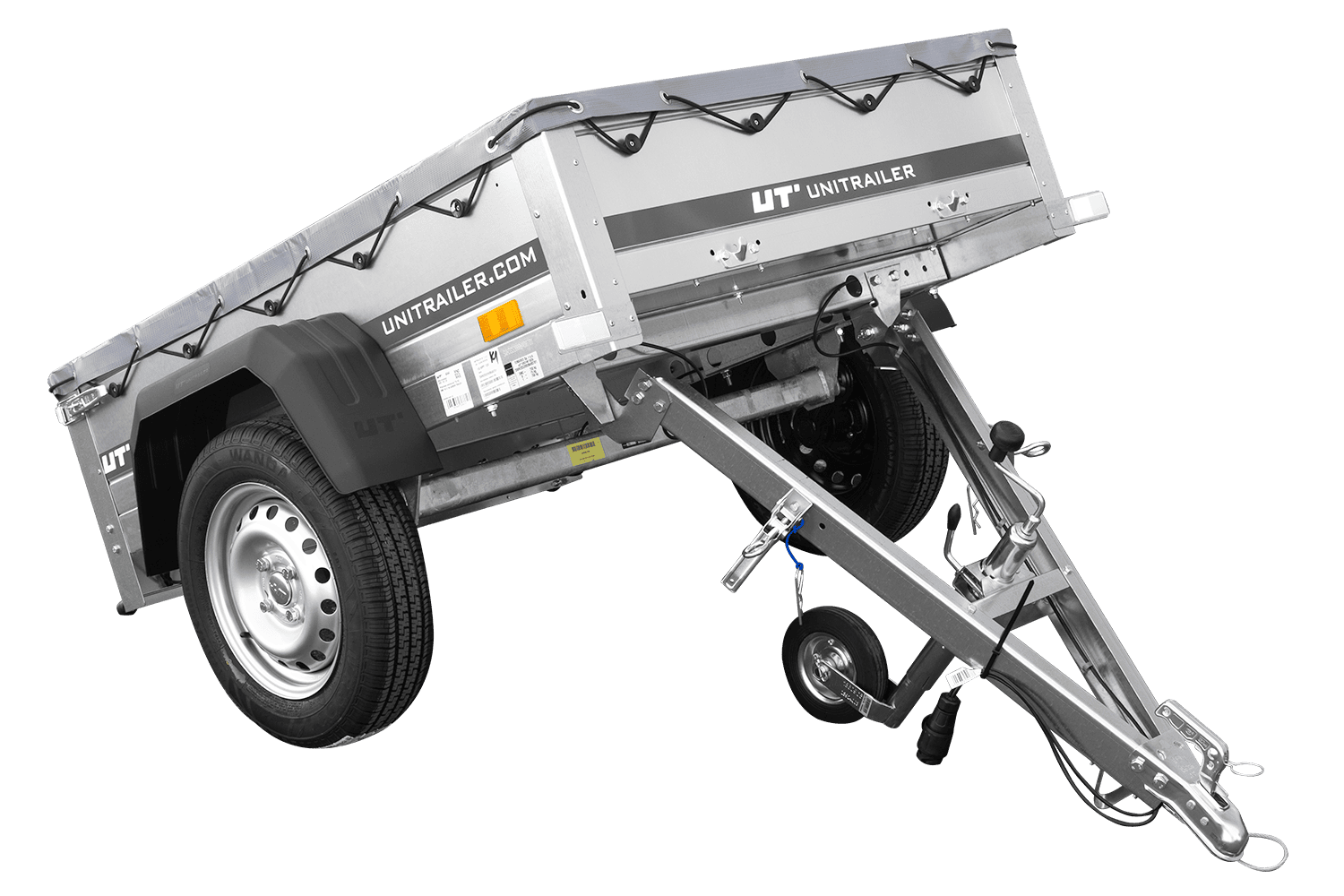 Kleinanhänger für Pkw Garden Trailer 150 KIPP 150×106 cm 750 kg mit Flachplane, Planenträgern, Stützrad