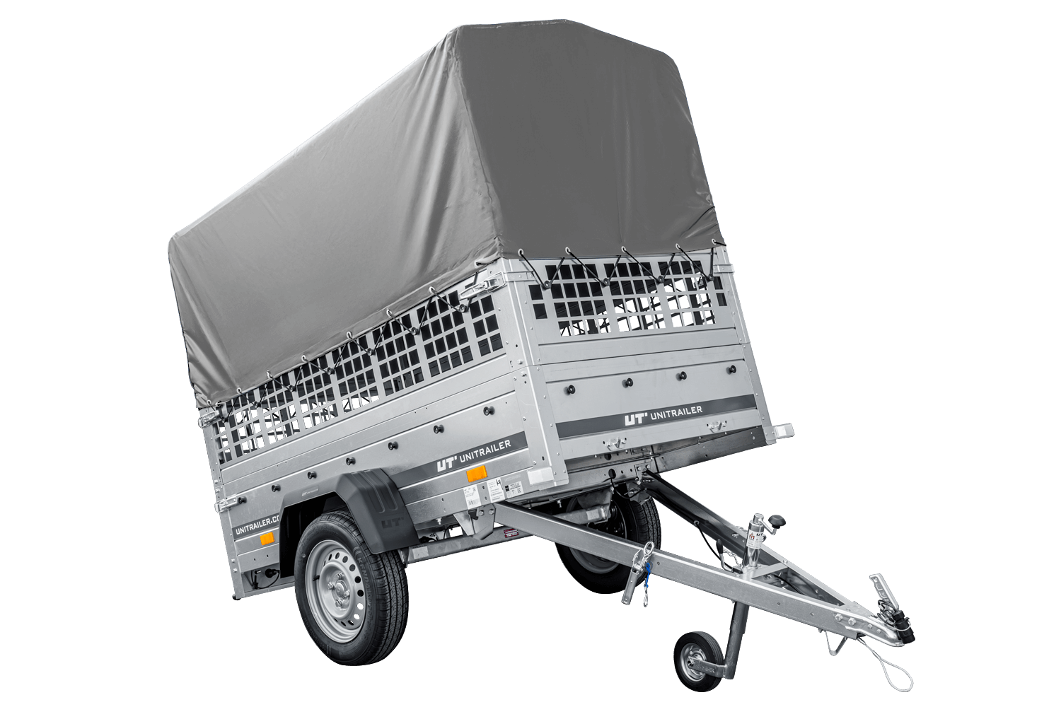 Kippanhänger Garden Trailer 200 KIPP 200×106 cm 750 kg mit Laubgitteraufsatz, Hochplane, Hochspriegel und Stützrad