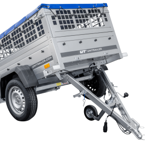 Kompakter Anhänger Garden Trailer 150 KIPP 150×106 cm 750 kg mit Laubgitteraufsatz