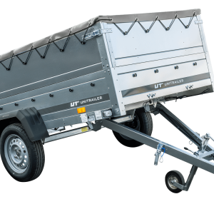 Faltbarer Anhänger GARDEN TRAILER 230 KIPP mit zusätzlichen Bordwänden, Stützrad und Flachplane