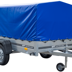 PKW-Anhänger GARDEN TRAILER 230 FD mit Stützrad, 80 cm hohem Spriegel und blauer Plane