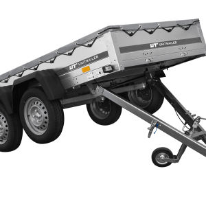 GARDEN TRAILER 264/2 KIPP MIT STÜTZRAD, GRAUE FLACHPLANE UND PLANENTRÄGER