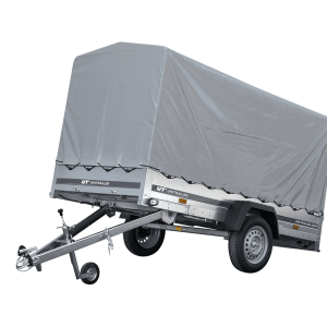 GARDEN TRAILER 264 KIPP MIT STÜTZRAD, H1100-HOCHSPRIEGEL UND GRAUER PLANE