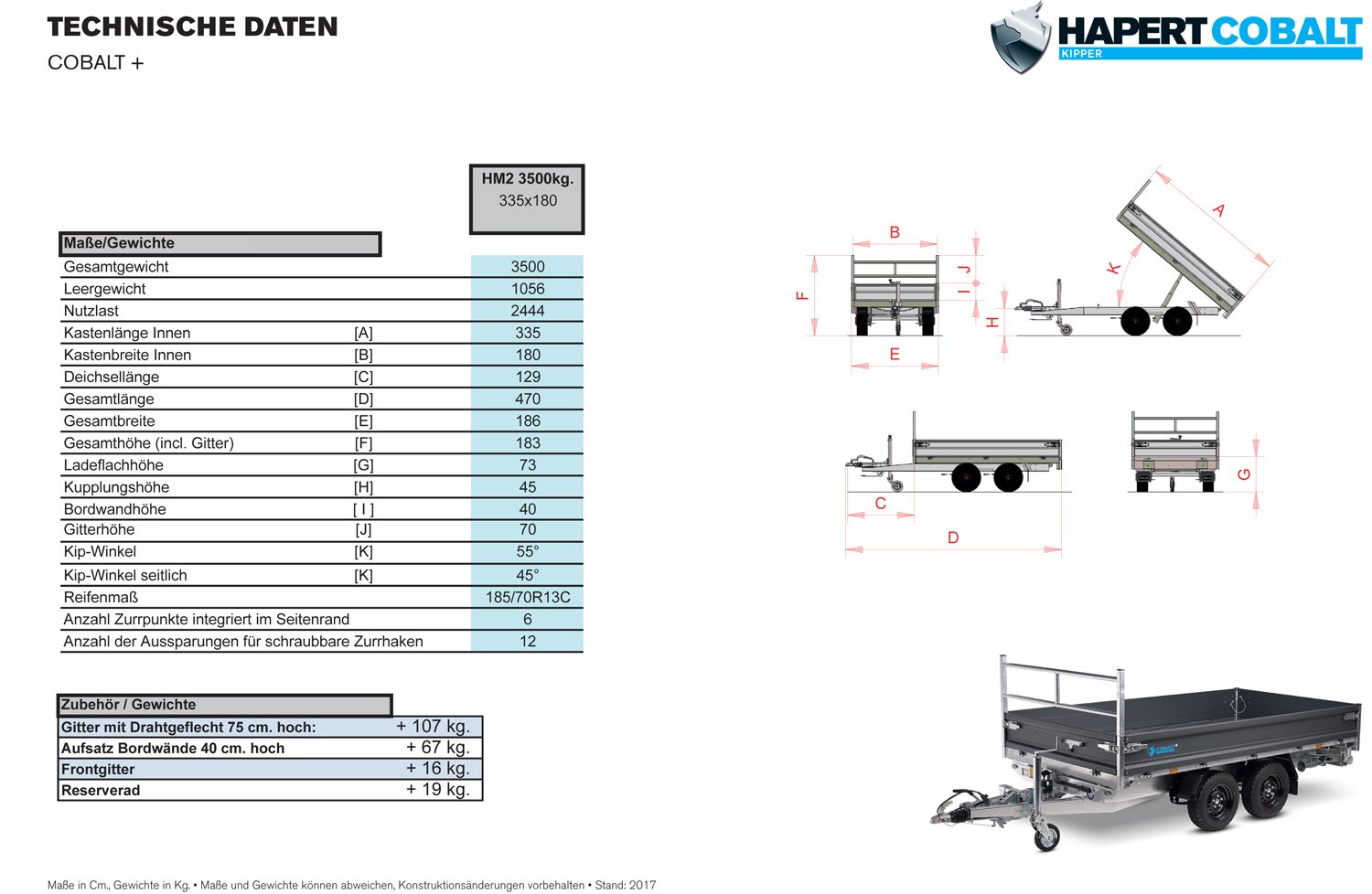 Hapert Cobalt Plus 3500 – 3-Seiten-Kipper mit BWA 700 mm – 3500 kg – Bild 29