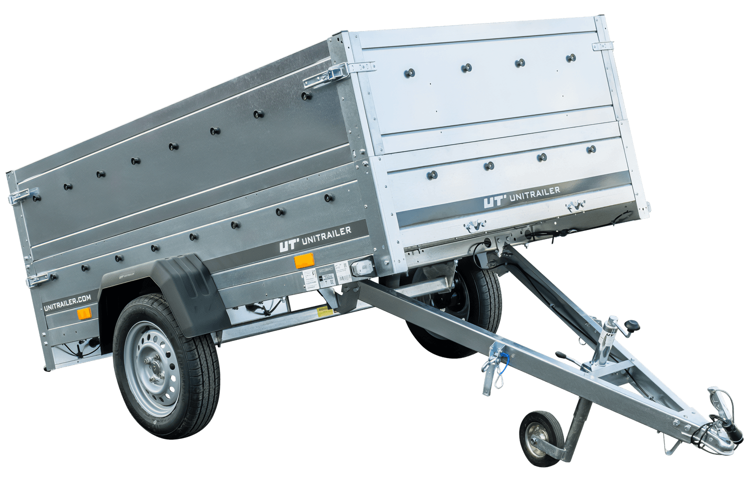 Pkw Anhänger Kipper 230×125 Garden Trailer 230 KIPP Unitrailer 750 kg mit Stützrad und zusätzlichen Bordwänden