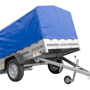 Leichter Anhänger 200×125 UNITRAILER GARDEN 201 KIPP mit H-800 Rahmen und blauer Plane