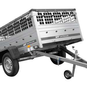 Autoanhänger 200×125 UNITRAILER GARDEN 201 KIPP mit Gitterwänden, H-0-Rahmen und grauer Plane