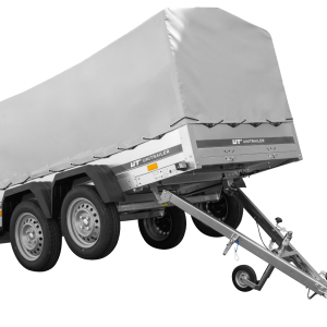 UNITRAILER GARDEN TRAILER ANHÄNGER 264/2 KIPP MIT STÜTZRAD, SPRIEGEL UND GRAUER PLANE