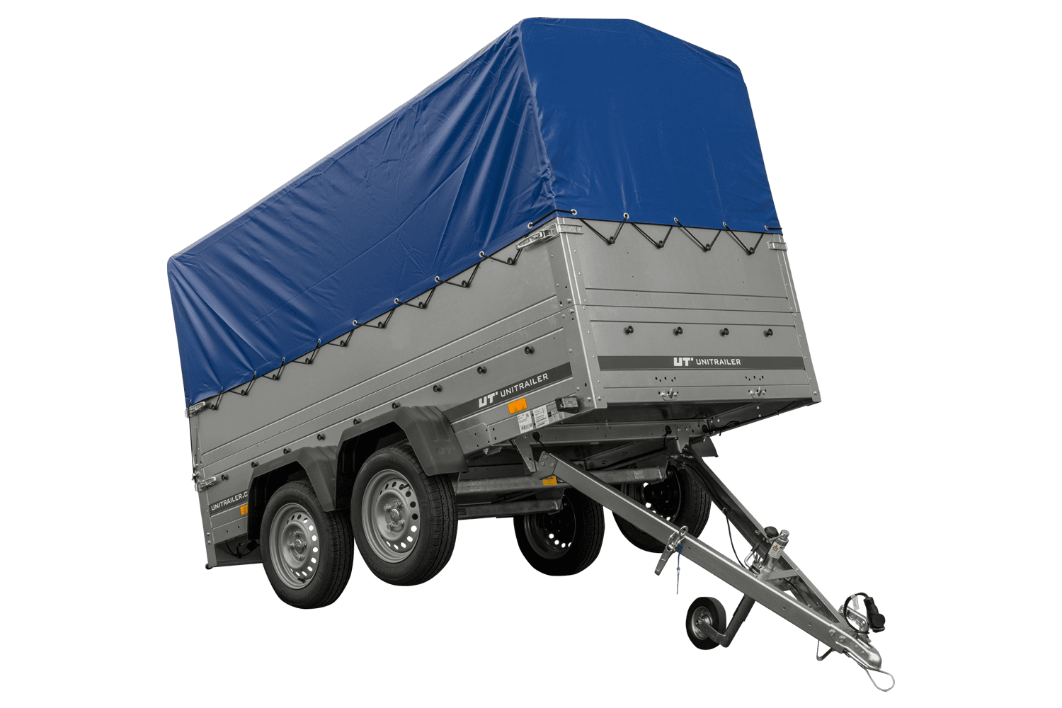 UNITRAILER GARDEN TRAILER 264/2 KIPP Doppelachsanhänger mit Stützrad, zusätzlichen Bordwänden, Spriegel und hoher Plane