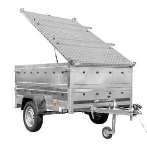 Leichter Anhänger 200×125 UNITRAILER GARDEN 201 KIPP mit BIS-Seitenwänden und Aluminiumabdeckung