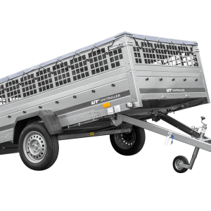 Anhänger 264×150 UNITRAILER GARDEN 265 KIPP mit Gitterwänden, H-0-Rahmen und grauer Plane