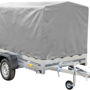PKW-Anhänger auf Blattfedern 230×125 UNITRAILER GARDEN 230/R KIPP mit H-1100-Rahmen und grauer Plane