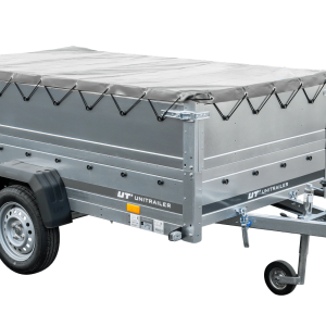 PKW-Anhänger auf Federn 230×125 UNITRAILER GARDEN 230/R KIPP mit BIS-Seiten, H-0-Rahmen und grauer Plane