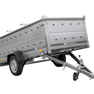 Einachsiger Anhänger auf Blattfedern 264×125 UNITRAILER GARDEN 264/R KIPP mit BIS-Seitenwänden und Aluminiumabdeckung