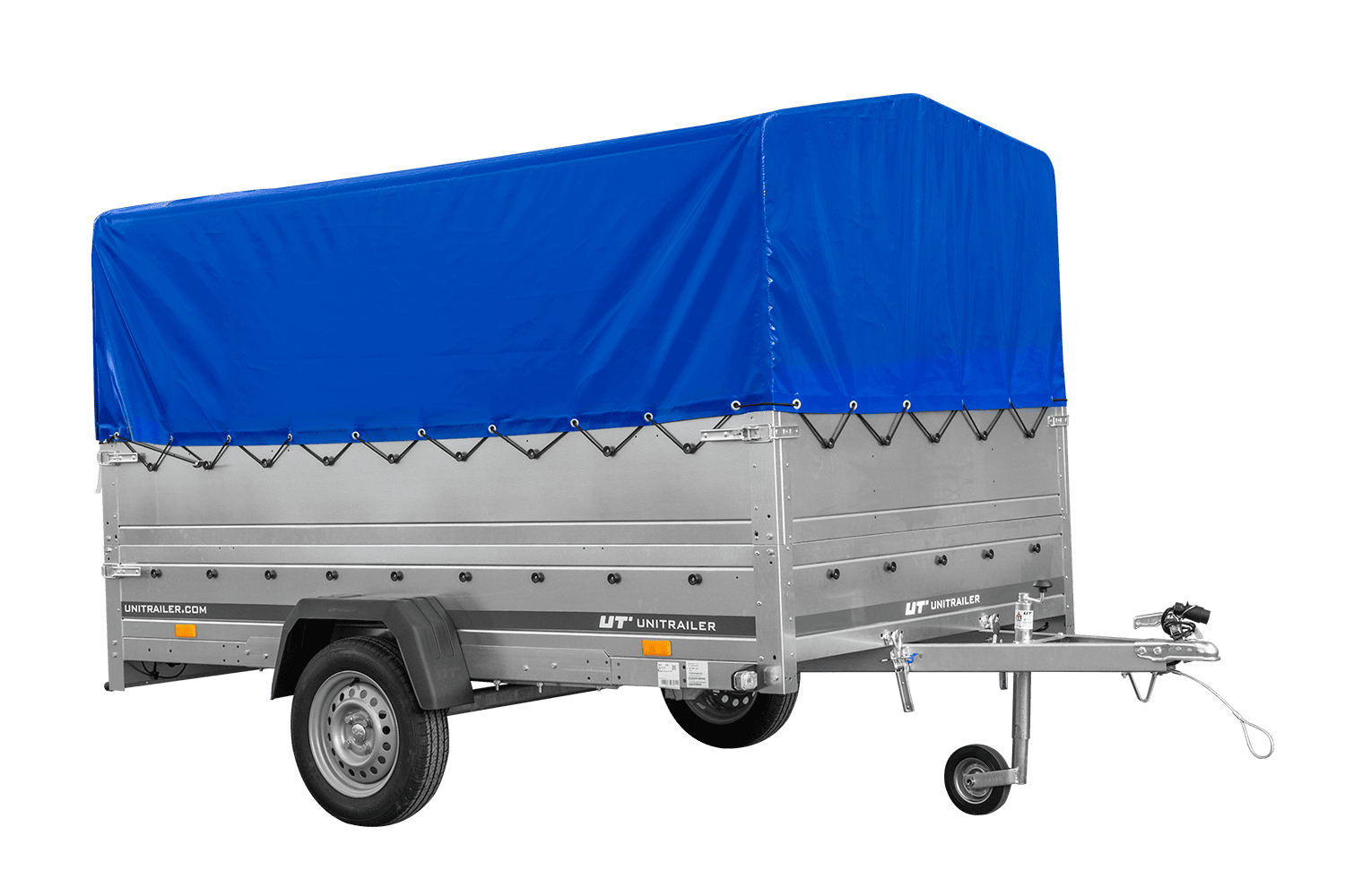 Einachsiger Anhänger auf Blattfedern 264×150 UNITRAILER GARDEN 265/R KIPP mit BIS-Seitenwänden, H-800-Rahmen