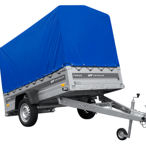 Ungebremster Anhänger 230×125 UNITRAILER FORCE 230 KIPP mit H-1100 Spriegel und blauer Hochplane