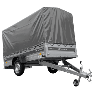 Anhänger 264×125 UNITRAILER FORCE 264 KIPP ungebremst mit H-1100 Rahmen und grauer Plane