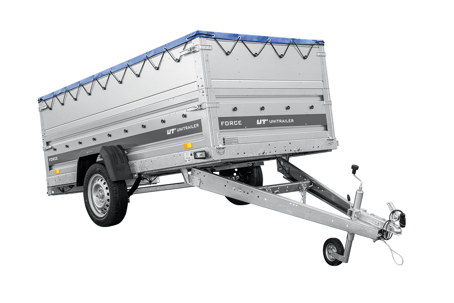 Einachsiger Anhänger auf Blattfedern 264×125 UNITRAILER FORCE 264/R KIPP mit BIS-Seitenwänden, H-0-Rahmen
