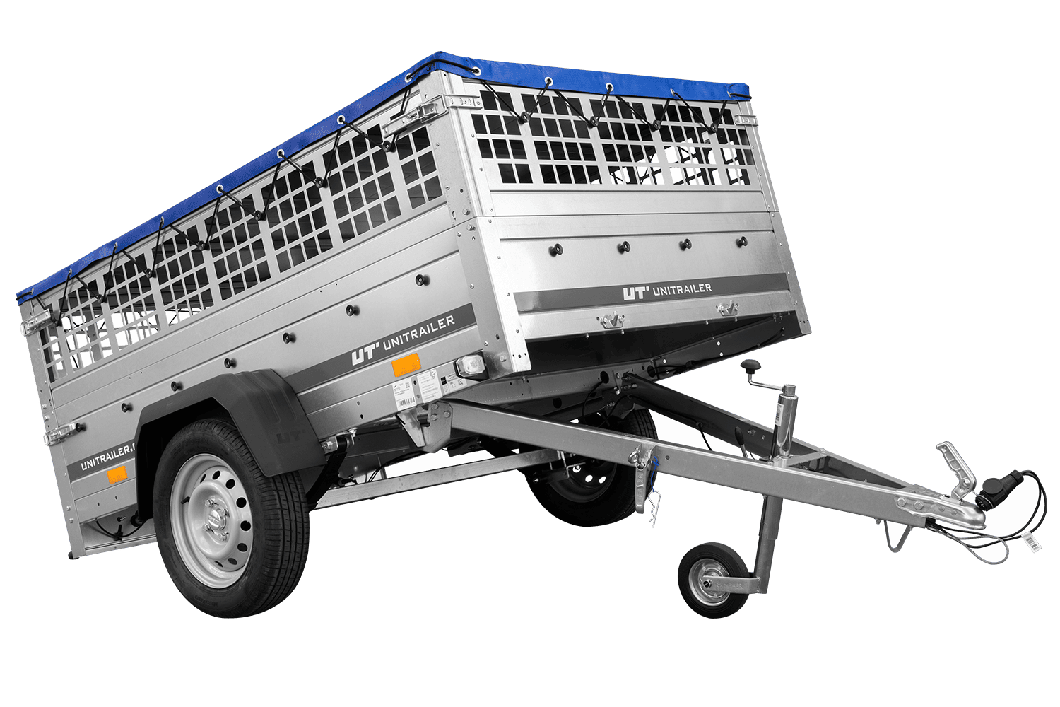 PKW-Anhänger auf Federn 200×125 UNITRAILER GARDEN 201/R KIPP mit Gitterwänden, H-0-Rahmen