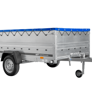 UNITRAILER GARDEN 265/R KIPP – Einachsanhänger 264×150 mit Blattfedern, BIS-Seitenwänden und blauer Plane