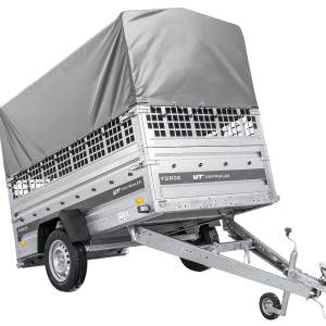 Einachsanhänger 230×125 UNITRAILER FORCE 230 KIPP mit Gitterseitenwänden, H-800 Rahmen und grauer Plane