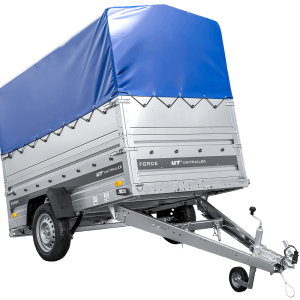 UNITRAILER FORCE 230/R KIPP – Einachsanhänger 230×125 mit Blattfedern, BIS-Seitenwänden und blauer Plane